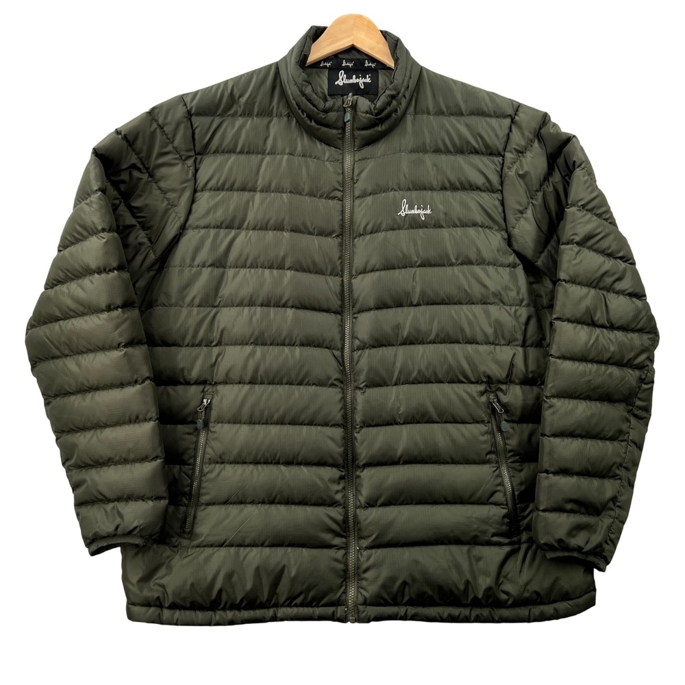 Slumberjack 90% Down Puffer Jacket Men XL Green Insulated Ripstop Outdoor Puffy